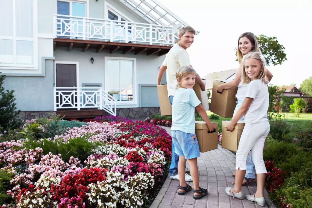 Happy family moving to new home